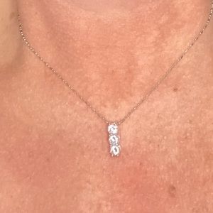 Sterling Silver 16” 3-Stacked-CZ pendant
